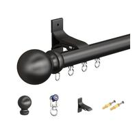 JixCJHj Aluminum Tringle à Rideaux avec Embouts Ronds Système Silencieux avec Rouleaux Robustes,Obscurcissant pour Salon, Salle de Bain, usines de Rideaux,Separation de Piece(Black,3.1m(10.2ft))