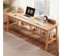 JixCJHj Bureau d'ordinateur,Informatique Table d'Étude ，avec Rangement，Stabilité Maximale & Nettoyage Facil，Montage Facile,pour Etudier Travailler Chambre Domicile(Natural Wood,80 * 60cm(31 * 24in))