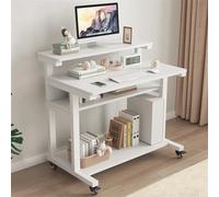 JixCJHj Bureau Gaming Racing,Table Gaming，Bureaus Informatique Bracket ，Montage Facile,avec Rangement，avec Étagère，pour Etudier Travailler Chambre Domicile(White,60 * 58cm/24 * 23in)