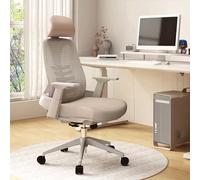 JixCJHj Chaise de Bureau, Chaises Ergonomique Fauteuil de Bureau Dossier Haut, Pivotant, Réglable en Hauteur, Mécanisme d’Inclinaison, avec Support Lombaire(Beige)