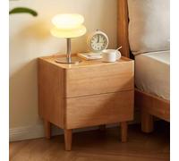 JixCJHj Table d'Appoint, Tables de Chevet 2 Niveaux,Bout de Canapé,avec 2 tiroirs, avec Rangement ，Effet chêne，Assemblage sans Outils, pour Chambre, Salon ou Bureau(35cm/14in)