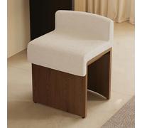 JixCJHj Tabouret de Maquillage Pouf, Repose-Pieds pour Vanité,Tabourets de Coiffeuse，avec Dossier，Pieds Antidérapants,Pieds en Bois Massif,pour Chambre, Cuisine, Salle à Manger(White,Walnut)