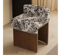 JixCJHj Tabouret de Maquillage Pouf, Repose-Pieds pour Vanité,Tabourets de Coiffeuse，avec Dossier，Pieds Antidérapants,Pieds en Bois Massif,pour Chambre, Cuisine, Salle à Manger(Multi-Colored,Walnut)