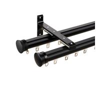 JixCJHj Tringle à Rideaux Kit Complet Confort Rail 2 Voies，Système Silencieux avec Rouleaux，Charge Lourde，Montage Mural ou au Plafond，pour Chambre à Coucher, Salon(Premium Black,4m(13.1ft))