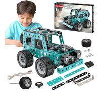 Jixin Xyzhi Kit d'ingénierie en métal 3D à Construire 194 pièces STEM pour Enfants de 8 à 16 Ans développe Les compétences logiques Projet de Bricolage, Cadeau d'anniversaire pour Les Enfants (Bleu)
