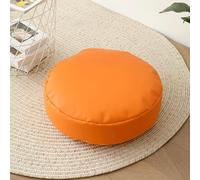 JIXINHEKEJI Coussin étanche en Faux Cuir Rond, 16''''x16 '' Dimensions, 5 '' Tapis De Tatami épais pour La Maison/La Zone De Lecture, Oreiller De Méditation Portable avec Poignée(Color:Orange)