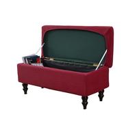 JIXINHEKEJI Housse De Pouf en Jacquard Extensible 2 Pièces - élastique Antidérapant pour Repose-Pieds De Rangement Rectangulaire Pliable(Size:31.50" - 43.31"(80 - 110 cm,Color:Rouge vin)