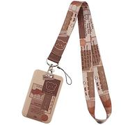 JIXIWANG Cordon d'identification avec porte-carte - Porte-clés Preppy marron avec clip pour clés, badges d'identité, pour enseignants, étudiants, enfants, femmes, filles