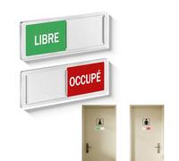 JIXLOUR Panneau Ouvert Fermé Magnétique Coulissant, 17,7x5,2cm, Panneau Décoratif avec 2 Adhésifs Rondes, Enseigne Libre/Occupé pour Toilettes, Réunions, Écoles, Bureaux et WC, Décoration WC Élégante