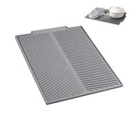 JIXLOUR Tapis d'égouttement en Silicone épais, 40 cm x 30 cm, Tapis de séchage Multifonctionnel, Respectueux de l'environnement, Résistant à la Chaleur et antidérapant, Gris, Tapis en Silicone