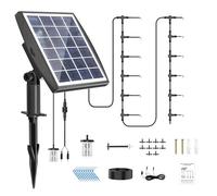 JIYANG Solaire Arrosage Automatique Pour Jardin, Kits d'arrosage Automatiques Goutte à Goutte, 10m Tuyau, Supporte 10 à 15 Pots, 6 Modes de Chronométrage, Avec Dispositif Anti-siphon
