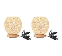 jiyaohui 2X Bambou Rotin Lampe de Table Style Japonais Lampe de Chevet Lampe de Bureau Chambre Bricolage Décoration Prise Européenne