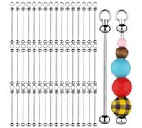 jiyaohui 50 Pièces Barres de Porte-Clés Perlées Vierges, Breloques de Barre de Porte-Clés en Perles de Bricolage en Métal, Porte-Clés Détachable Facile Faisant des Accessoires de Pièces