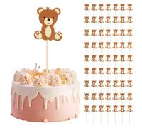 jiyaohui Mignon Ours Nourriture Pics Mariage Fête d'anniversaire Douche Décoration Fournitures 100 Pièces Bois