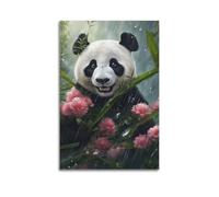 JIYAYCU Impression sur toile décorative avec panda sous la pluie 50 x 75 cm