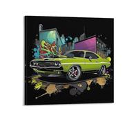 JIYAYCU Impression sur toile décorative Motif voiture musclée Graffiti Street Scène 40 x 40 cm