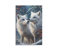 JIYAYCU Impression sur toile représentant deux petits renards 50 x 75 cm