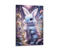 JIYAYCU Impression sur toile représentant un petit lapin blanc 20 x 30 cm