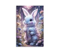 JIYAYCU Impression sur toile représentant un petit lapin blanc 40 x 60 cm