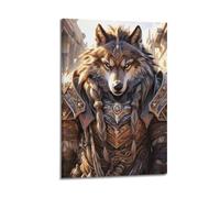 JIYAYCU Impression sur toile vintage représentant des loups-garous féroces - 50 x 75 cm