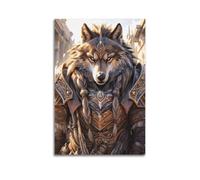 JIYAYCU Impression sur toile vintage représentant des loups-garous féroces - 50 x 75 cm