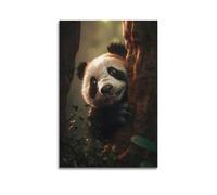 JIYAYCU Poster animal panda derrière l'arbre décoratif sur toile 30 x 45 cm