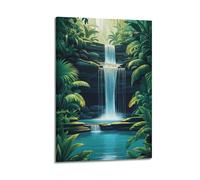 JIYAYCU Poster cascade chute de jungle rêveuse sérénité peinture sur toile 40 x 60 cm