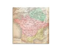 JIYAYCU Poster de carte vintage de la Gaule ancienne - Peinture sur toile décorative - 70 x 70 cm