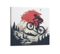 JIYAYCU Poster de sports extrêmes en forêt et VTT sur toile décorative 30 x 30 cm