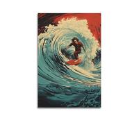 JIYAYCU Poster de sports extrêmes Shadow of The Surfing Hero on An Adventure Journey - Impression sur toile décorative - 50 x 75 cm