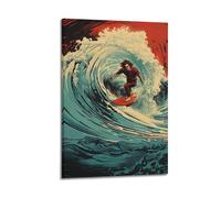 JIYAYCU Poster de sports extrêmes Shadow of The Surfing Hero on An Adventure Journey - Impression sur toile décorative - 50 x 75 cm