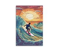 JIYAYCU Poster de sports extrêmes Surf Warrior's Journey Riding The Breakers 60 x 90 cm