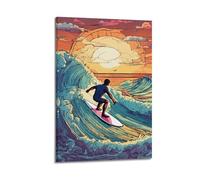 JIYAYCU Poster de sports extrêmes Surf Warrior's Journey Riding The Breakers - Impression sur toile décorative - 20 x 30 cm