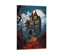 JIYAYCU Poster décoratif sur toile de paysage Nightmare of Ancient Castle by Moonlit Night 20 x 30 cm