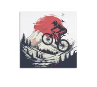 JIYAYCU Poster Sports extrêmes Forest Mountain Bike Journey Peinture décorative sur toile 60 x 60 cm