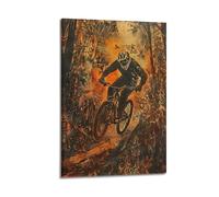 JIYAYCU Poster Sports extrêmes VTT Défi Forêt d'automne Peinture décorative sur toile 30 x 45 cm