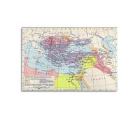 JIYAYCU Poster vintage décoratif sur toile représentant 1481 - Carte de l'Empire ottoman médiéval - 50 x 75 cm