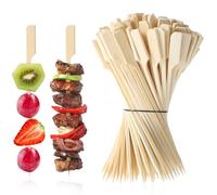 JIYIN Lot de 100 brochettes en bambou de 15cm pour brochettes à fruits, Brochettes Fingerfood en Bambou brochettes en bambou pour cocktails apéritifs grillades barbecues boissons