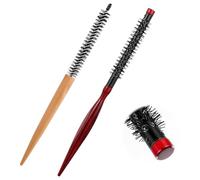 JIYIN Lot de 2 petites brosses à cheveux rondes en bois pour séchage au sèche-cheveux, brosse à friser pour cheveux courts, brosse circulaire portable pour homme et femme