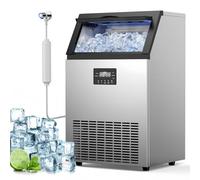 JIYINGHUI Machine à Glaçons Commerciale 45-60kg/24h, Capacité de Stockage 15 kg, 45-60 Glaçons par Cycle, Acier Inoxydable, Nettoyage Automatique, Idéale pour Bar, Restaurant et Café 60IceCubes