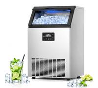 JIYINGHUI Machine à Glaçons Commerciale, Fabrique de Glaçons Rendement Élevé 45-60 kg/24 h,Stockage de 15 kg, Affichage LED,Fonction Autonettoyage,pour Bar Café Restaurant Débit Boissons 50IceCubes