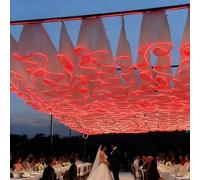 JIYINGHUI Rideaux de Plafond Lumineux pour Mariages, Voile de Plafond Lumineux de 5 X 10 M, Fond Photo en Tulle Transparent pour Cérémonie, Anniversaire, Décoration D'arche 40cmH-Red