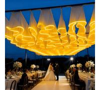 JIYINGHUI Rideaux de Plafond Lumineux pour Mariages, Voile de Plafond Lumineux de 5 X 10 M, Fond Photo en Tulle Transparent pour Cérémonie, Anniversaire, Décoration D'arche 40cmH-Yellow