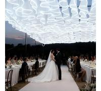 JIYINGHUI Rideaux de Plafond pour Mariages, Rideaux de Plafond Lumineux, 5 Panneaux de Tulle Transparent pour Fond Photo, Décoration D'arche pour Cérémonie, Anniversaire Ou Fête 40cmH-White