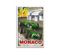 JIYUN Poster vintage 1960 Grand Prix de Monaco - Peinture décorative sur toile - Affiche murale et image d'art moderne - Décoration de chambre à coucher - 40 x 60 cm