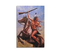 JIYUN Poster vintage de cowboy indien d'Amérique du Nord - Peinture décorative sur toile - Impression moderne pour chambre à coucher - 40 x 60 cm