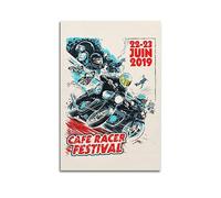 JIYUN Poster vintage de moto Cafe Racer Festival - Peinture décorative sur toile - Affiche murale et image d'art moderne pour chambre à coucher - 50 x 75 cm