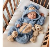 JIZHI Bebe Reborn - 20 Pouces Réaliste Poupée Corps Coton Souple - Nouveau-né Garçon avec Accessoires de Jouet pour Fille de 3 Ans et Plus (Fermer Les Yeux)