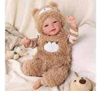 JIZHI Bebe Reborn Mia - 17 Pouces Réaliste Poupée Fille Corps en Tissu Doux - Silicone Nouveau-né, Tête et Membres en Vinyle ，Vêtements et Accessoires Inclus