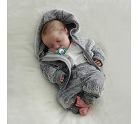JIZHI Poupée Reborn - 17-Pouces Corps en vin-ylee Souple Lavable à la Main, Bébé Garçon Ressemblant à Un Vrai Bébé (Yeux Fermés)